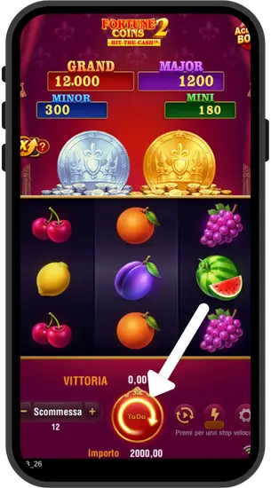 Impostazioni autoplay di Fortune Coins 2 con configurazione giri