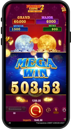 Mega Win - grande vincita con animazione celebrativa