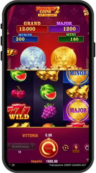 Gameplay attivo di Fortune Coins 2 con rulli e combinazioni vincenti