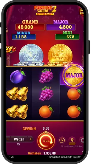 Major Jackpot mit Münzsymbolen auf den Walzen