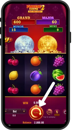 Ustawienia autoplay Fortune Coins 2 z konfiguracją obrotów