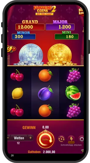 Fortune Coins 2 offizielle Homepage mit Spieloberfläche