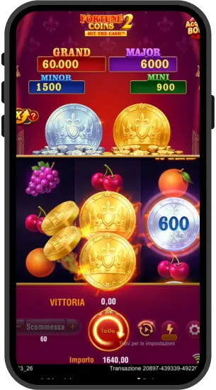 Vincita di 600 monete con due monete d'oro speciali
