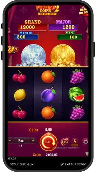 Page d'accueil officielle de Fortune Coins 2 affichant l'interface du jeu